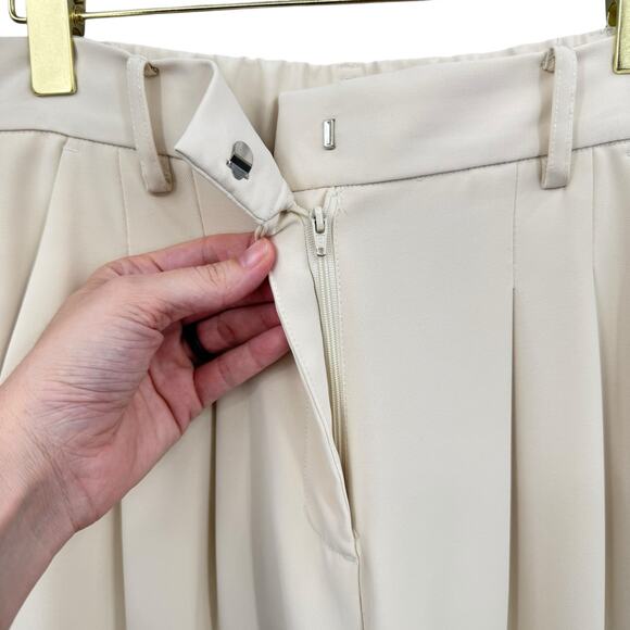French Connection Cream Wide Leg Pleated High Waist Trouser Career Pants - Picture 7 of 11